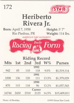 1993 Jockey Star #172 Heriberto Rivera Jr. Back